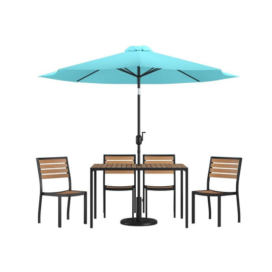 Flash Furniture Lark Faux Teak Patio Table & Chair XU-DG-304860364-UB19BTL-GG