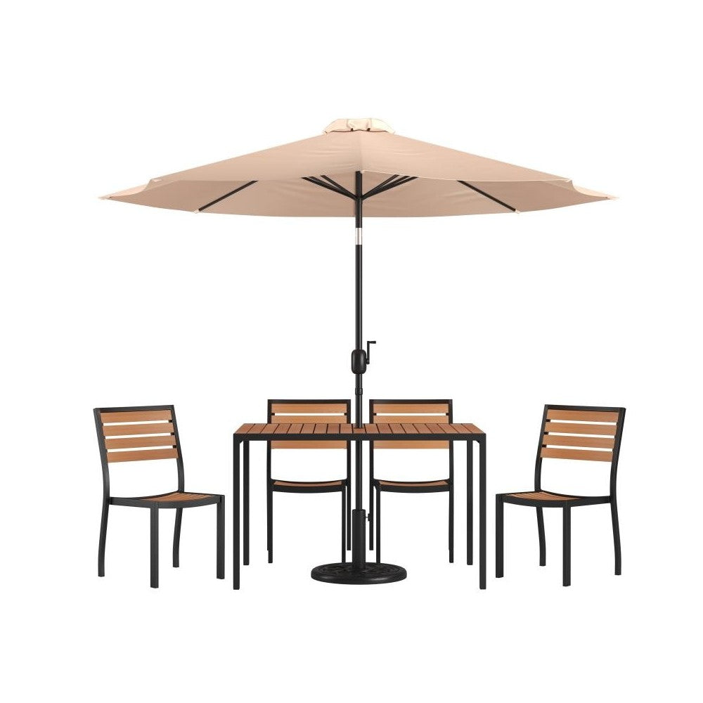 Flash Furniture Lark Faux Teak Patio Table & Chair XU-DG-304860364-UB19BTN-GG