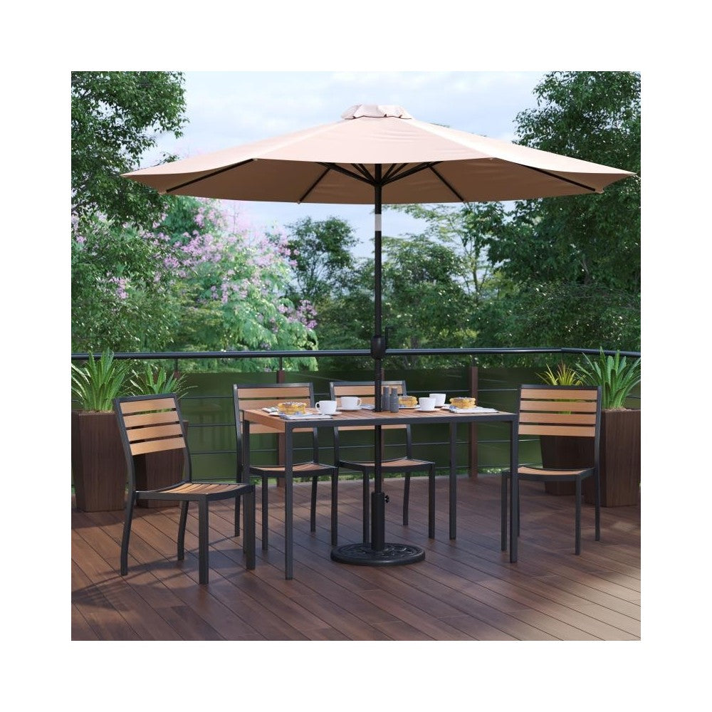 Flash Furniture Lark Faux Teak Patio Table & Chair XU-DG-304860364-UB19BTN-GG