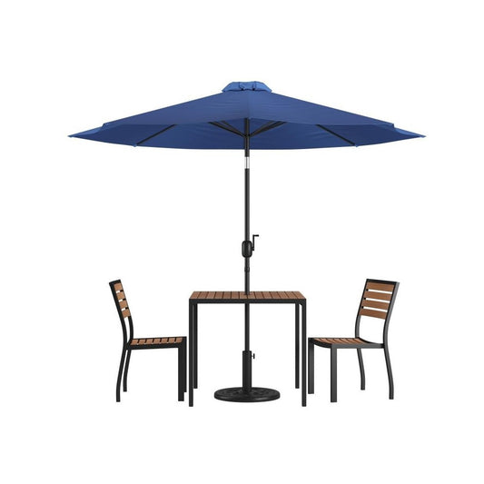 Flash Furniture Lark Faux Teak Patio Table & Chair XU-DG-810060362-UB19BNV-GG