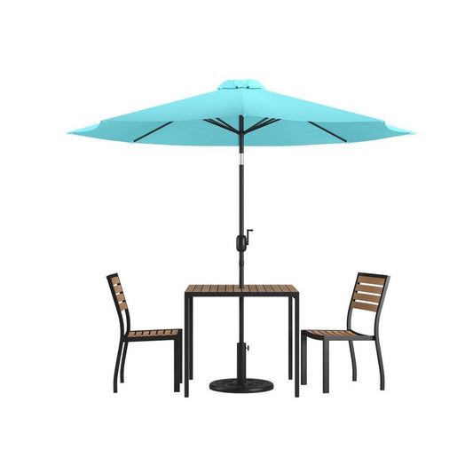 Flash Furniture Lark Faux Teak Patio Table & Chair XU-DG-810060362-UB19BTL-GG