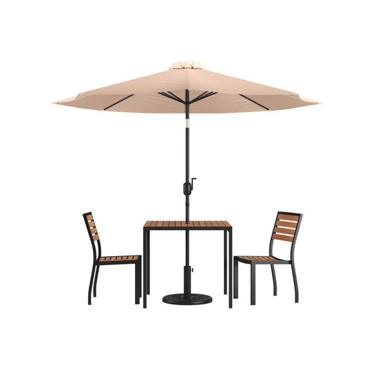 Flash Furniture Lark Faux Teak Patio Table & Chair XU-DG-810060362-UB19BTN-GG