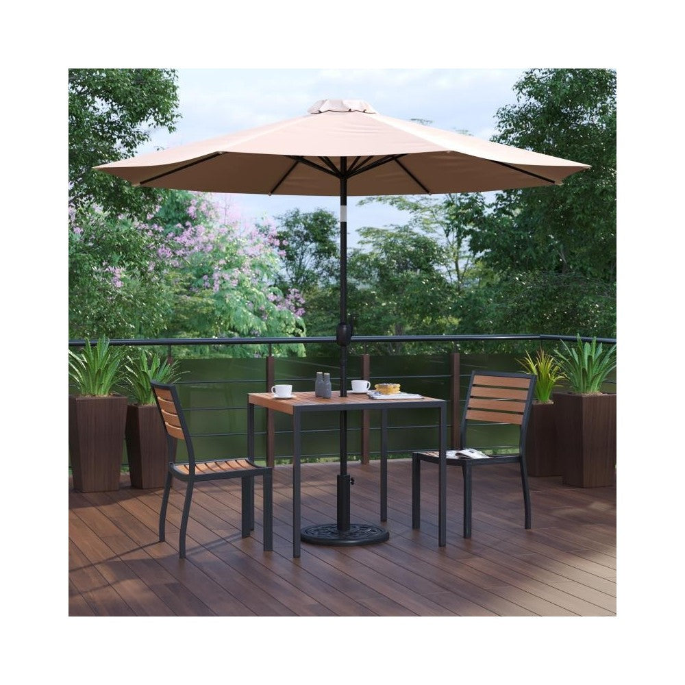 Flash Furniture Lark Faux Teak Patio Table & Chair XU-DG-810060362-UB19BTN-GG