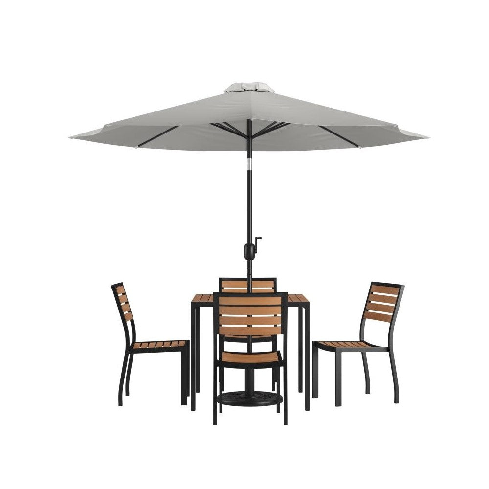 Flash Furniture Lark Faux Teak Patio Table & Chair XU-DG-810060364-UB19BGY-GG