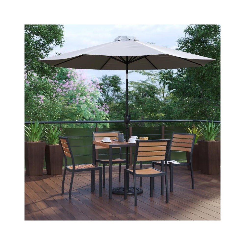 Flash Furniture Lark Faux Teak Patio Table & Chair XU-DG-810060364-UB19BGY-GG