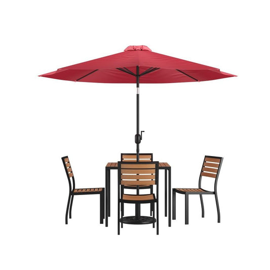 Flash Furniture Lark Faux Teak Patio Table & Chair XU-DG-810060364-UB19BRD-GG