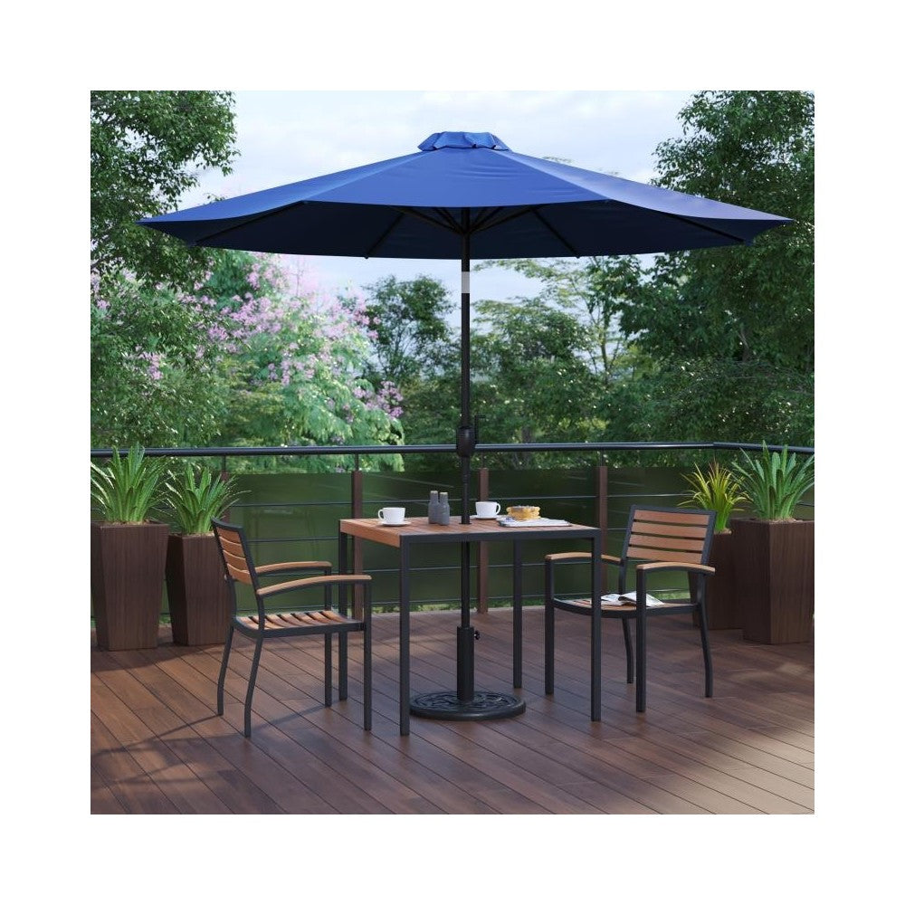 Flash Furniture Lark Table-2 Chair-Umbrella & Base XU-DG-810060062-UB19BNV-GG