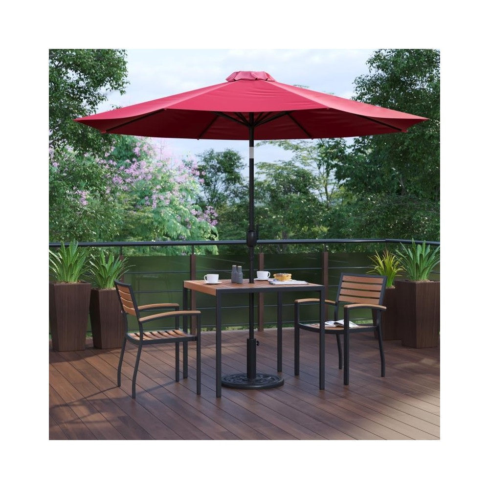 Flash Furniture Lark Table-2 Chair-Umbrella & Base XU-DG-810060062-UB19BRD-GG