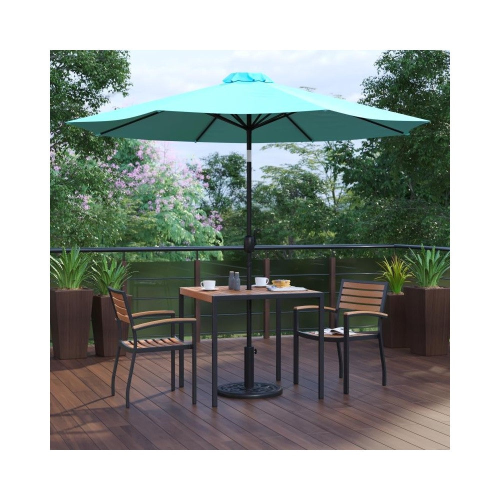 Flash Furniture Lark Table-2 Chair-Umbrella & Base XU-DG-810060062-UB19BTL-GG