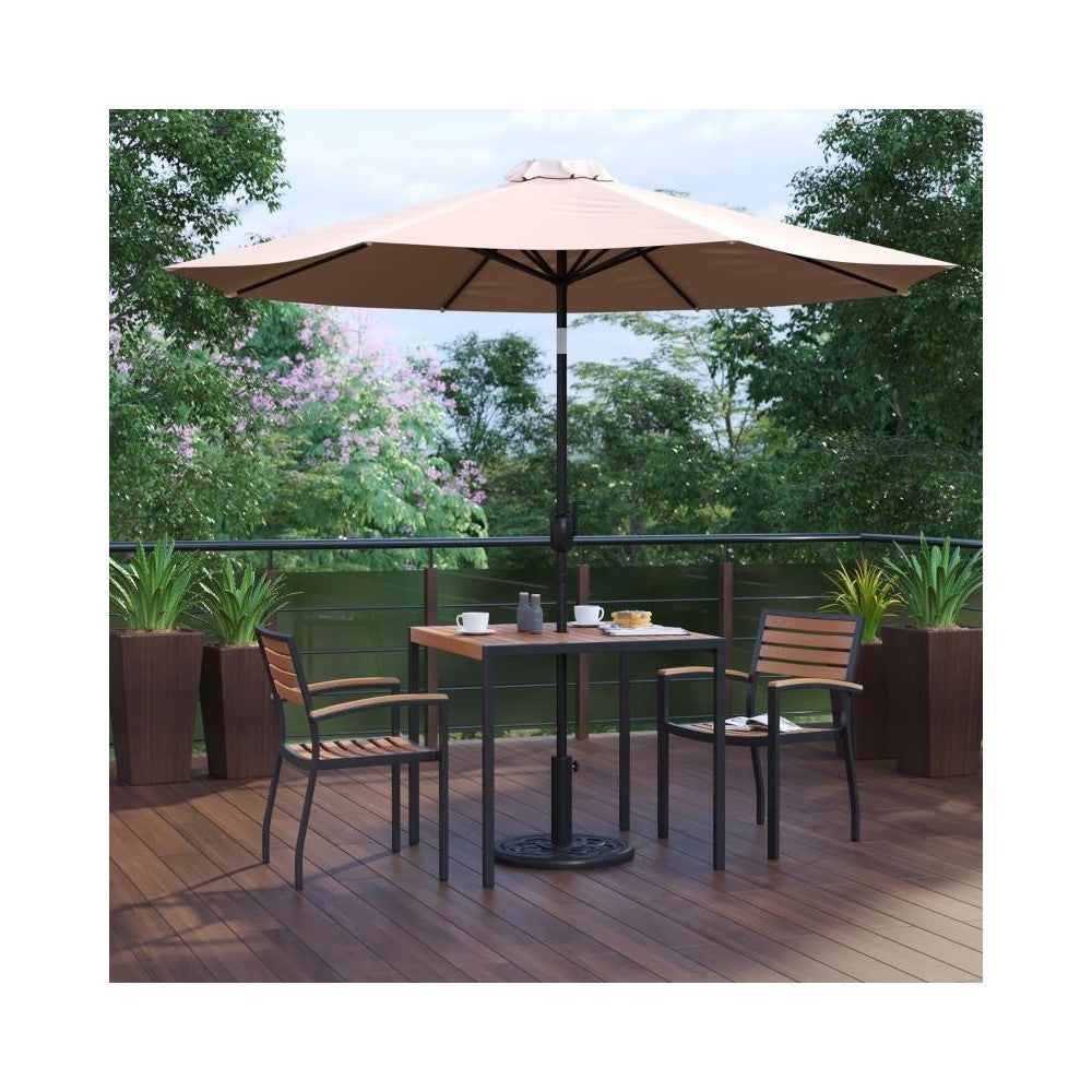 Flash Furniture Lark Table-2 Chair-Umbrella & Base XU-DG-810060062-UB19BTN-GG