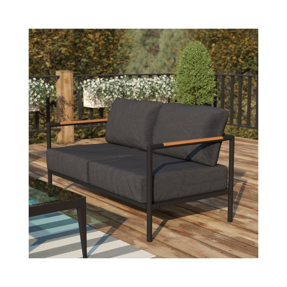 Flash Furniture Lea Black Loveseat with Cushions GM-201027-2S-CH-GG
