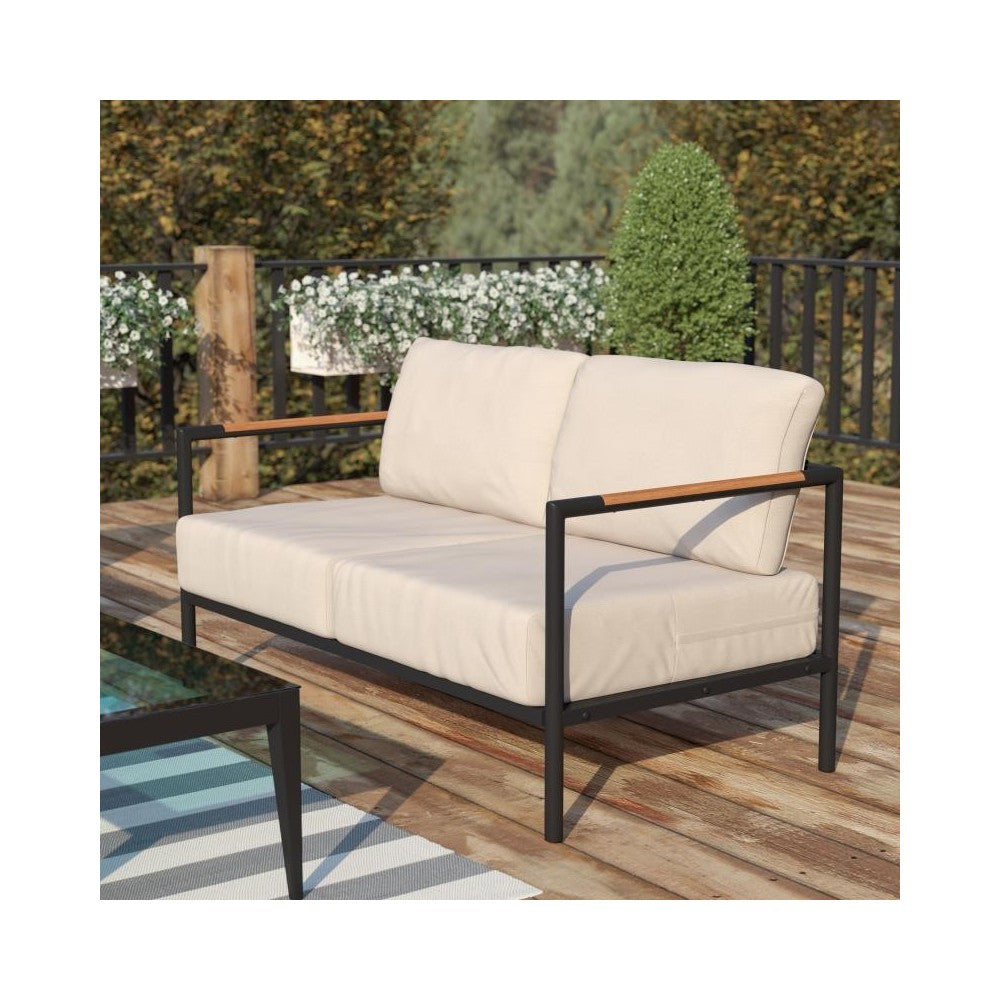Flash Furniture Lea Black Loveseat with Cushions GM-201027-2S-GY-GG