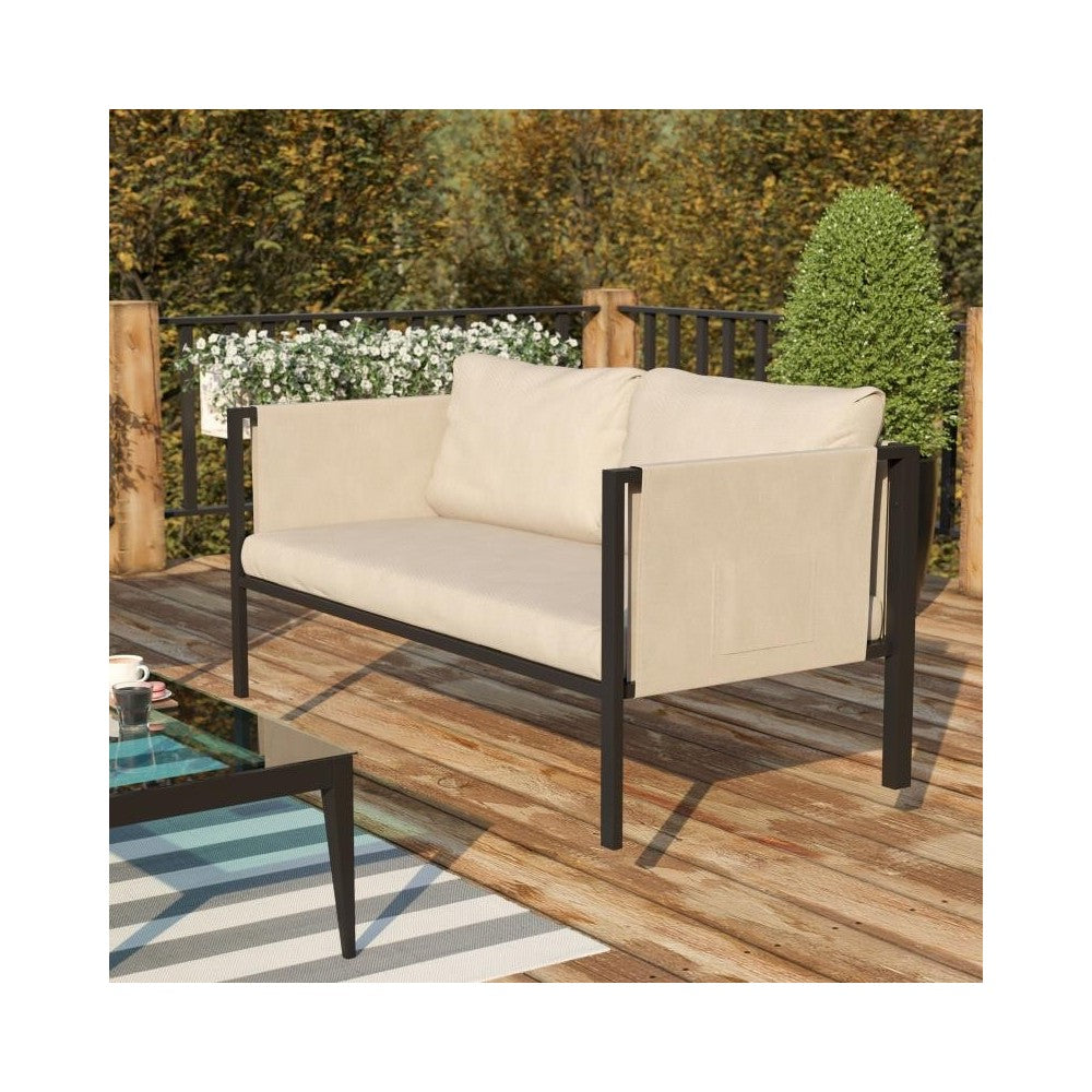 Flash Furniture Lea Black Loveseat with Cushions GM-201108-2S-GY-GG