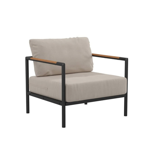 Flash Furniture Lea Black Patio Chair and Cushions GM-201027-1S-GY-GG
