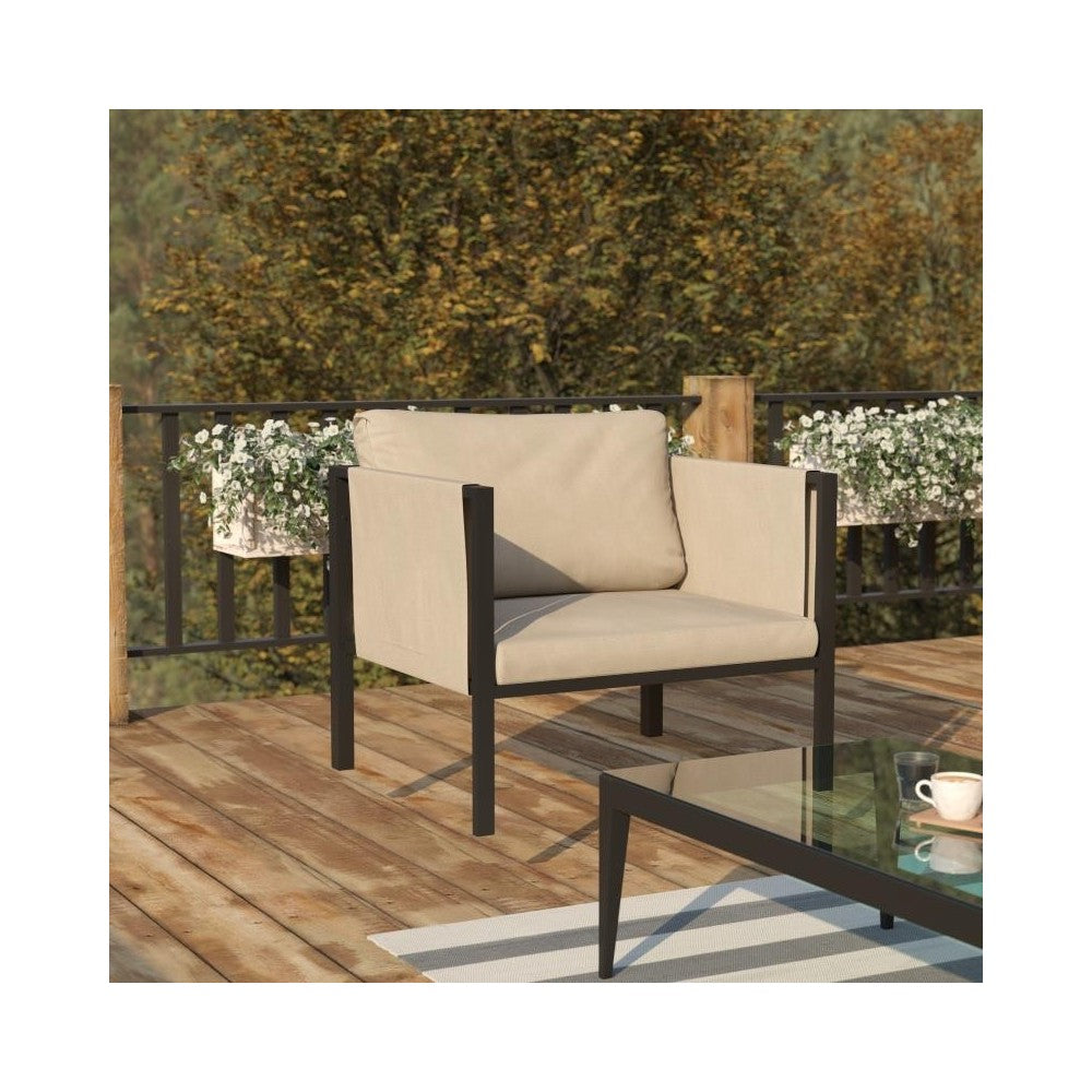 Flash Furniture Lea Black Patio Chair and Cushions GM-201108-1S-GY-GG