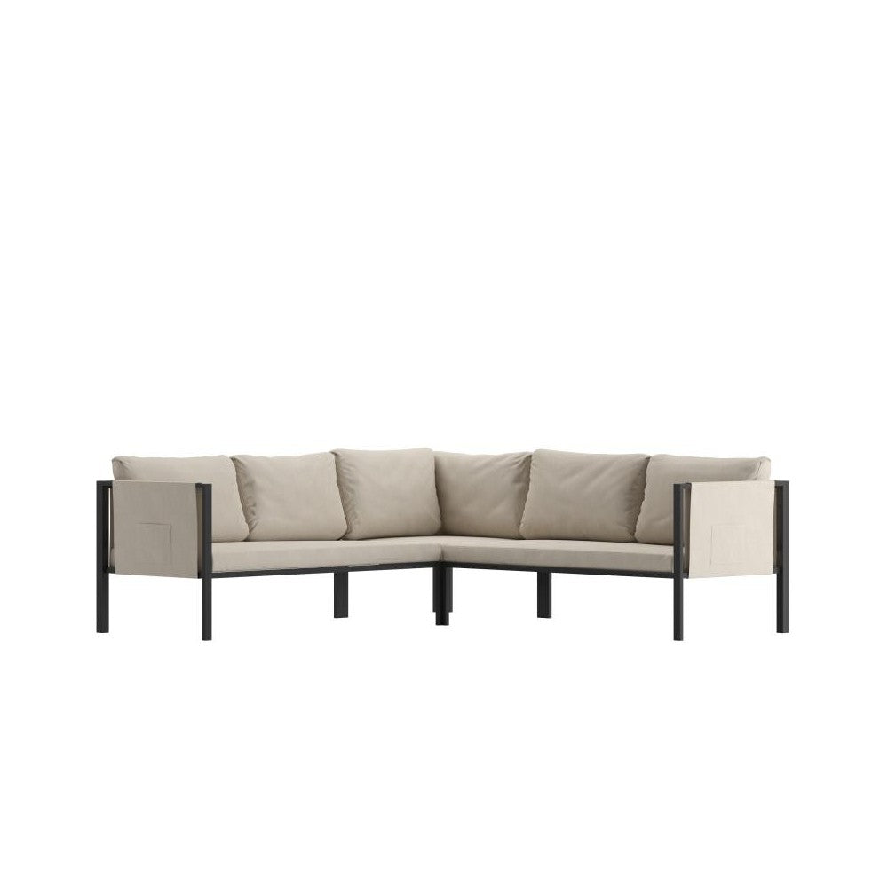 Flash Furniture Lea Black Sectional with Cushions GM-201108-SEC-GY-GG