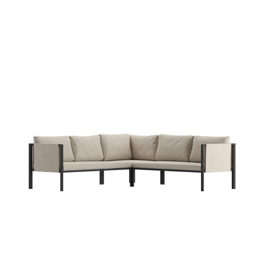 Flash Furniture Lea Black Sectional with Cushions GM-201108-SEC-GY-GG