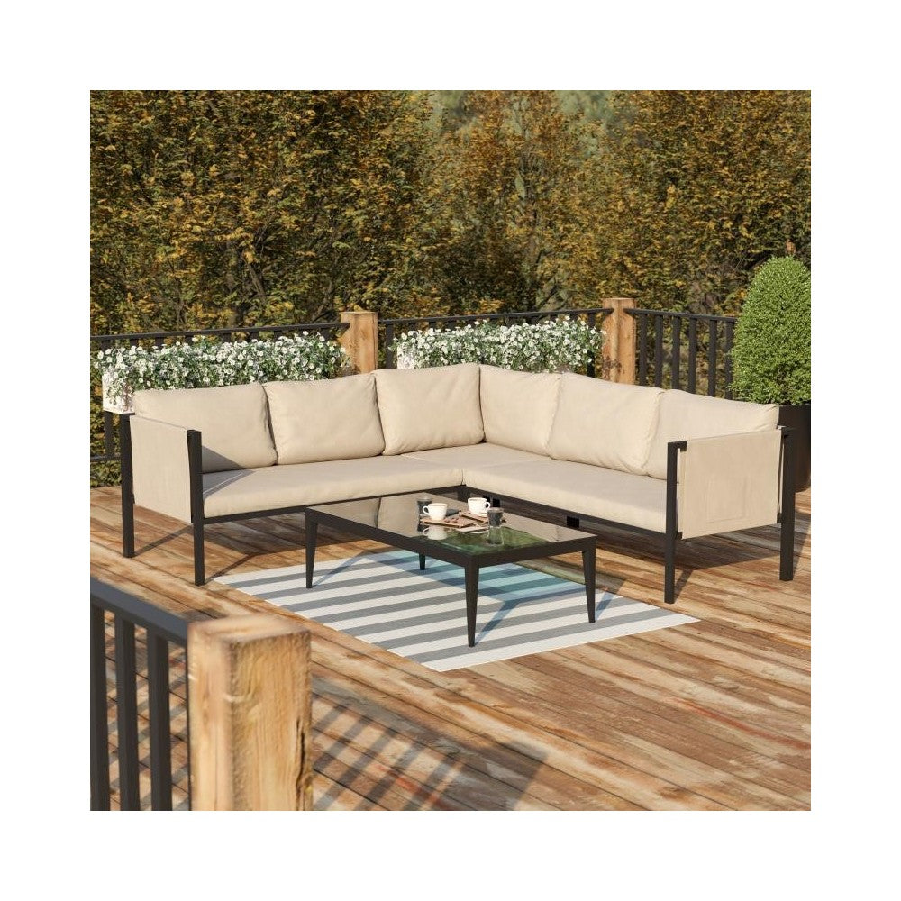 Flash Furniture Lea Black Sectional with Cushions GM-201108-SEC-GY-GG