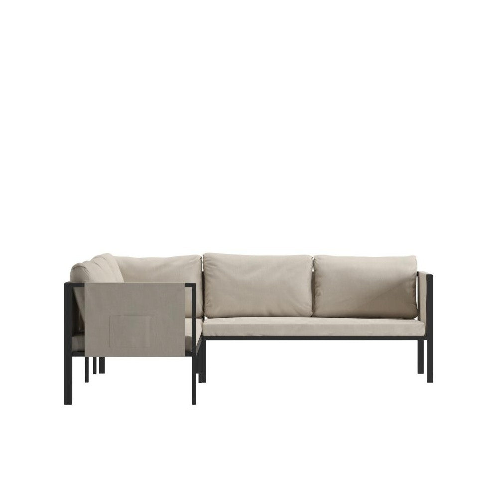 Flash Furniture Lea Black Sectional with Cushions GM-201108-SEC-GY-GG