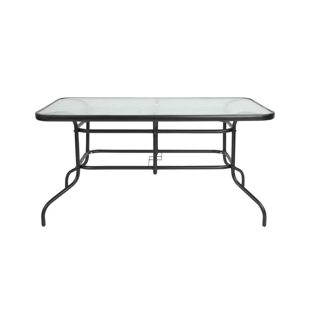 Flash Furniture Lila 31.5x55 Black Patio Table Set TLH-089REC-017CBK4-GG