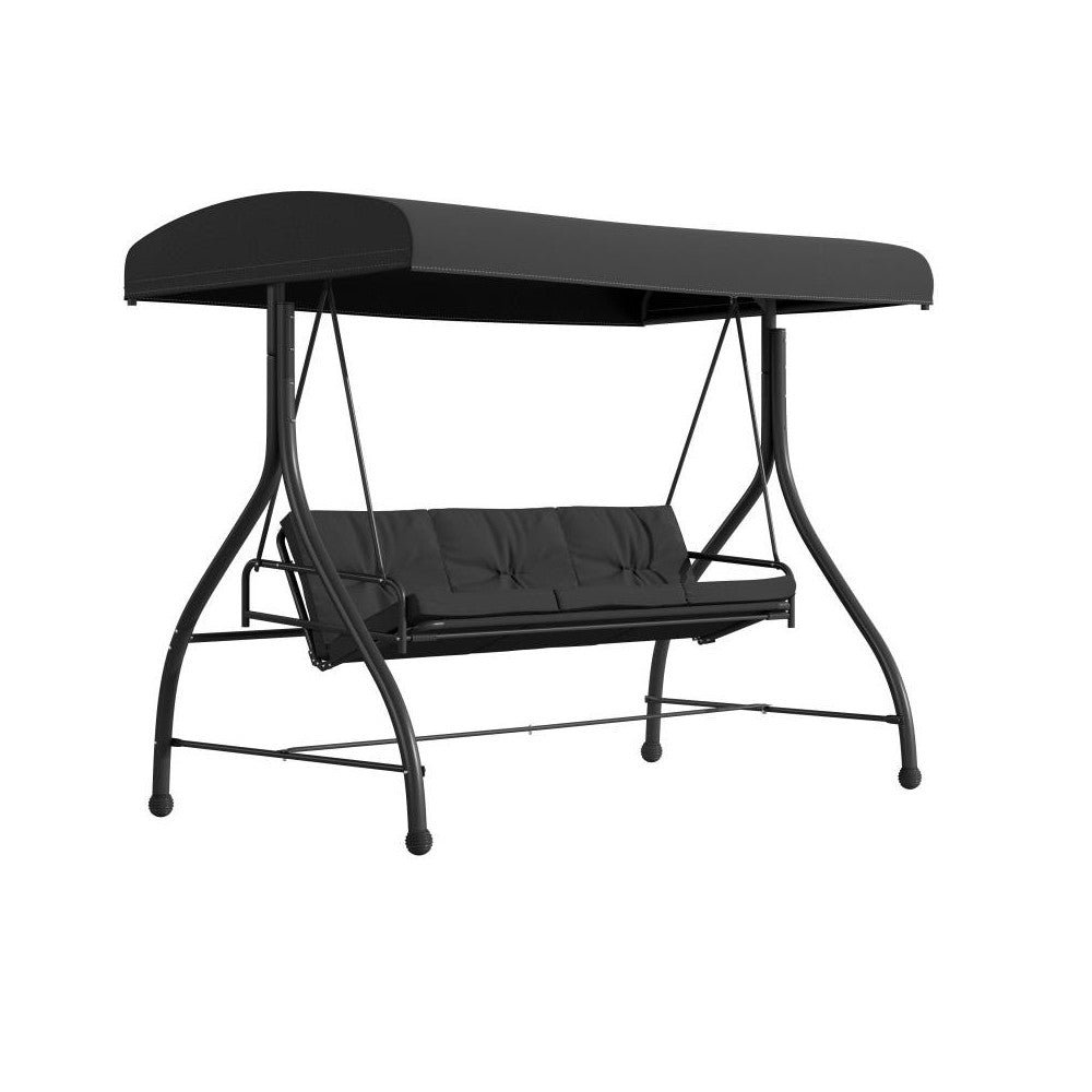 Flash Furniture Lila Black 3-Seater Patio Swing/Bed TLH-007-BK-GG