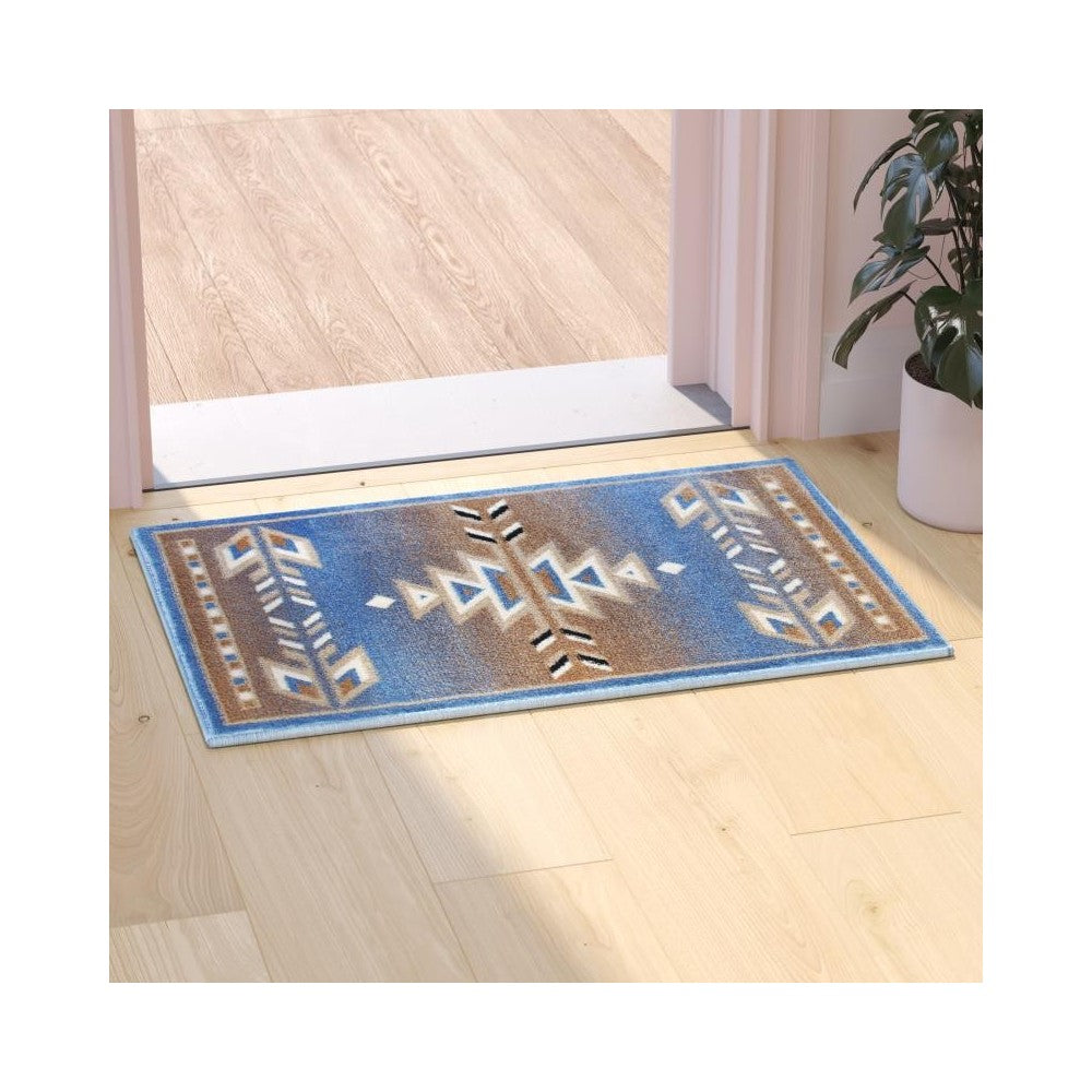 Flash Furniture Lodi Collection Blue 2x3 Southwest Area Rug OKR-RG1113-23-BL-GG
