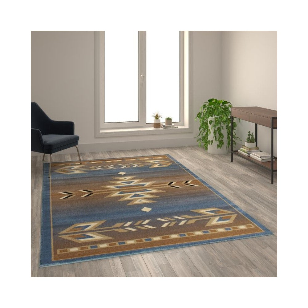 Flash Furniture Lodi Collection Blue 6x9 Southwest Area Rug OKR-RG1113-69-BL-GG