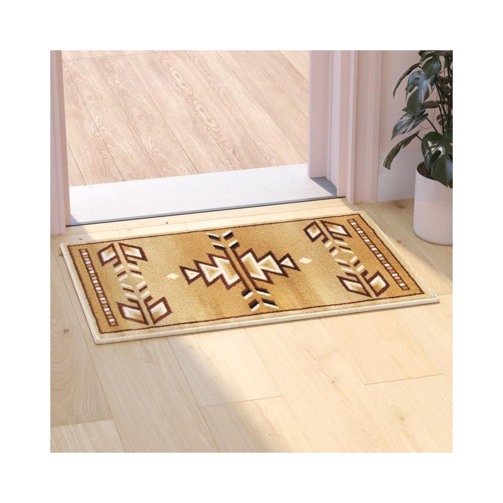 Flash Furniture Lodi Collection Brown 2x3 Southwest Area Rug OKR-RG1113-23-BG-GG