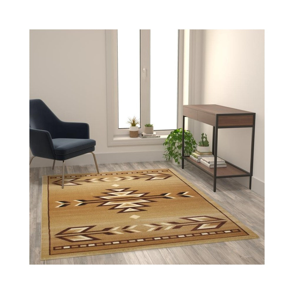 Flash Furniture Lodi Collection Brown 5x7 Southwest Area Rug OKR-RG1113-57-BG-GG