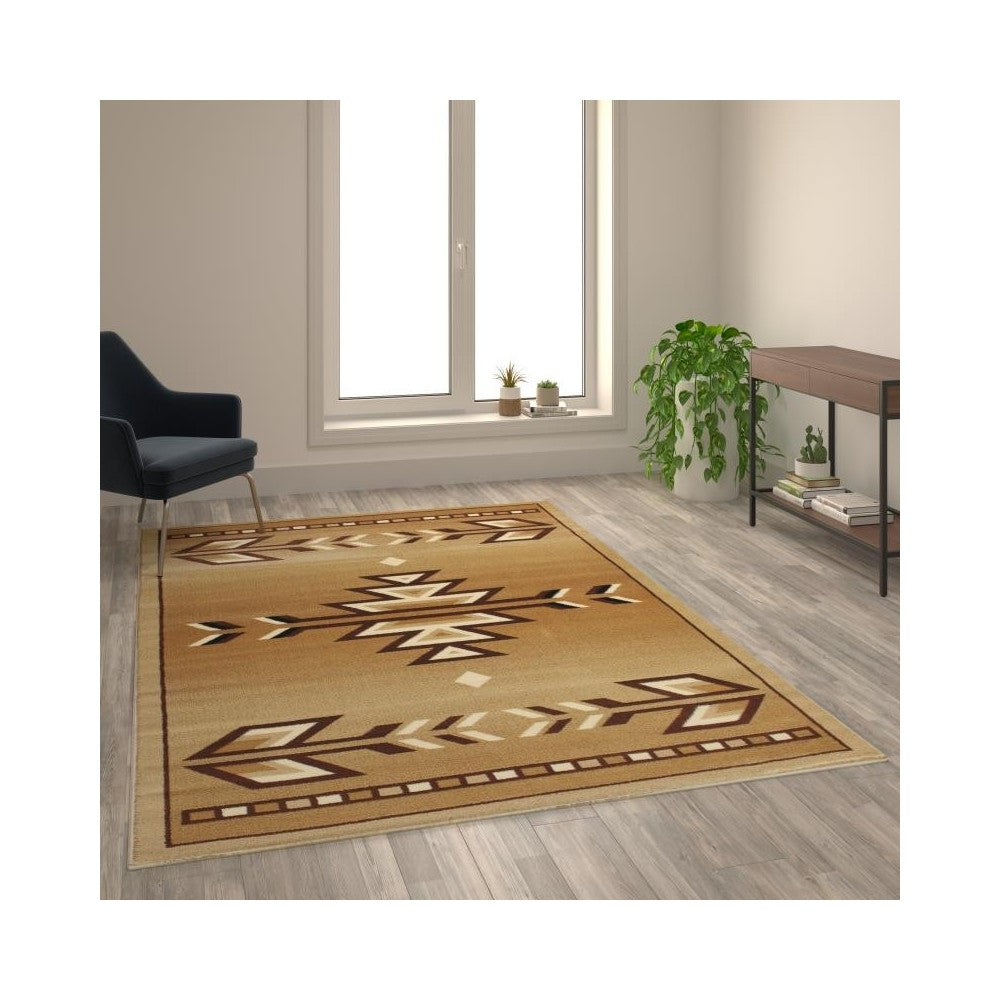 Flash Furniture Lodi Collection Brown 6x9 Southwest Area Rug OKR-RG1113-69-BG-GG