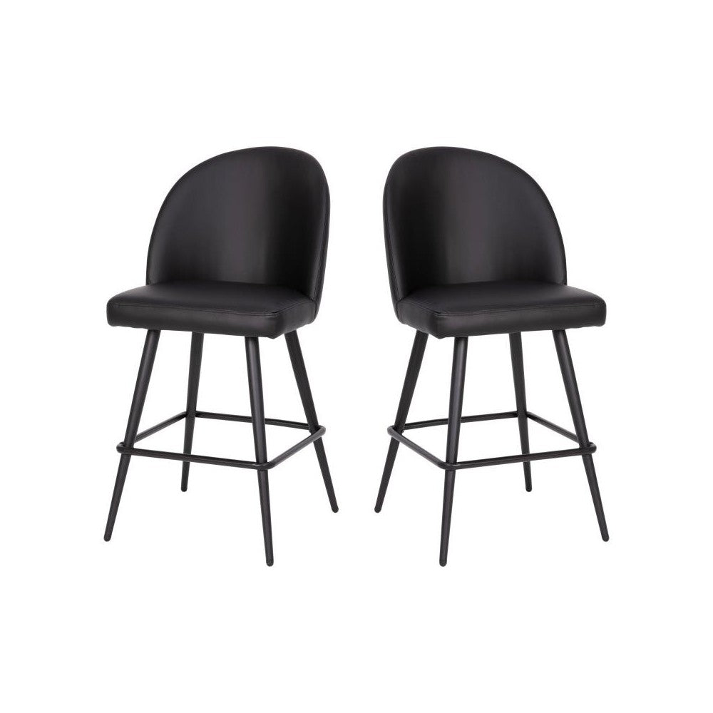 Flash Furniture Lyla 2PK 26" Black Leather Barstool AY-1026H-26-BK-GG