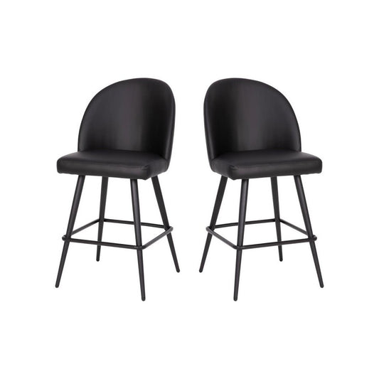 Flash Furniture Lyla 2PK 26" Black Leather Barstool AY-1026H-26-BK-GG