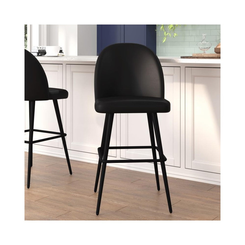 Flash Furniture Lyla 2PK 30" Black Leather Barstool AY-1026H-30-BK-GG