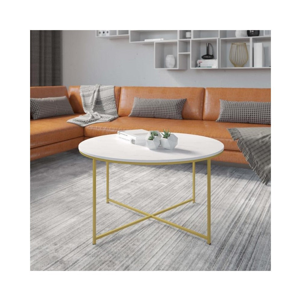 Flash Furniture Marble Coffee Table-Gold Frame NAN-JH-1787CT-MRBL-GG