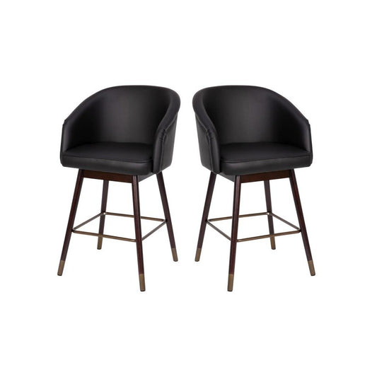 Flash Furniture Margo 2PK Black Leather 26" Barstool 2-AY-1928-26-BK-GG