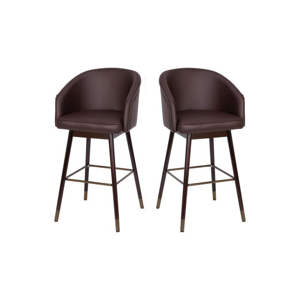 Flash Furniture Margo 2PK Brown LeatherSoft Barstool 2-AY-1928-30-BR-GG