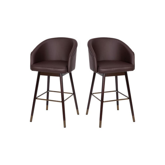 Flash Furniture Margo 2PK Brown LeatherSoft Barstool 2-AY-1928-30-BR-GG