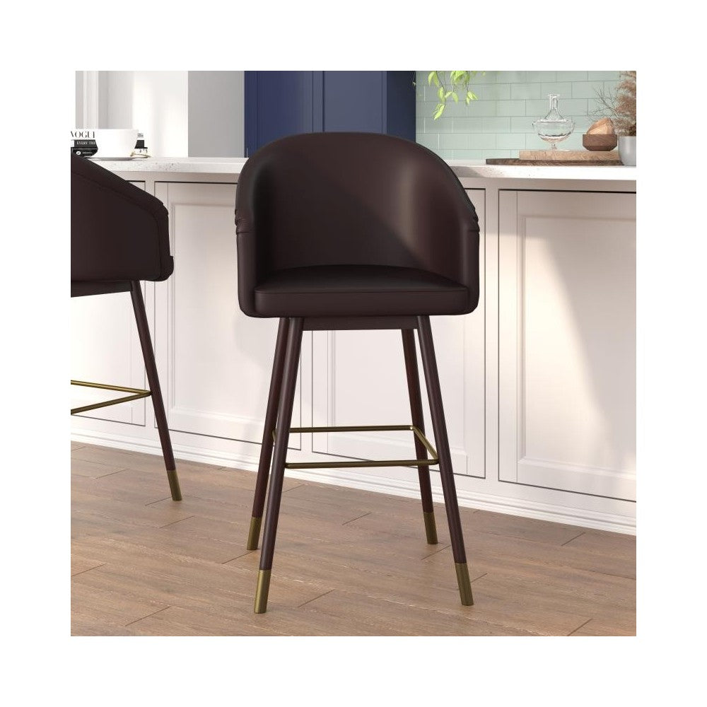 Flash Furniture Margo 2PK Brown LeatherSoft Barstool 2-AY-1928-30-BR-GG