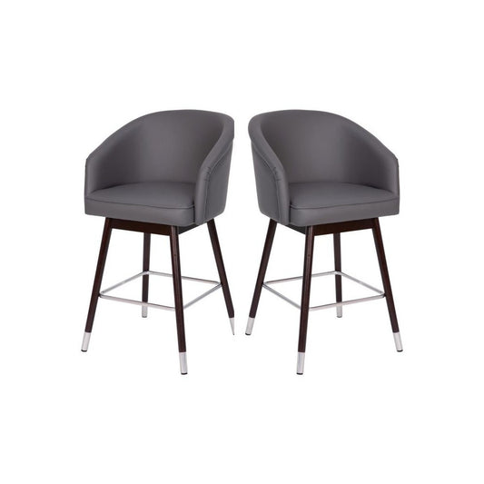 Flash Furniture Margo 2PK Gray Leather 26" Barstool 2-AY-1928-26-GY-GG