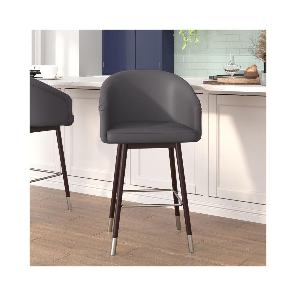 Flash Furniture Margo 2PK Gray Leather 26" Barstool 2-AY-1928-26-GY-GG