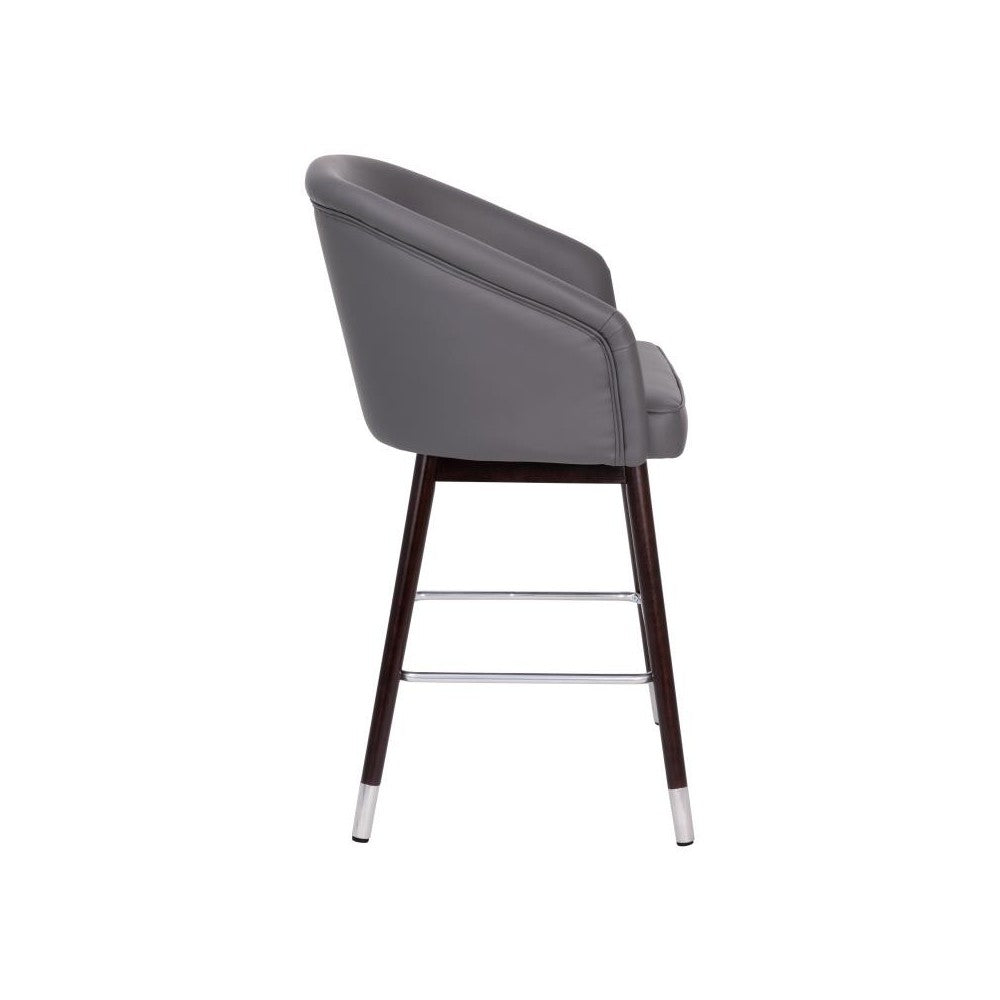 Flash Furniture Margo 2PK Gray Leather 26" Barstool 2-AY-1928-26-GY-GG