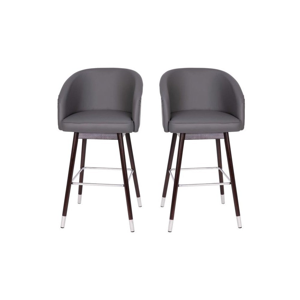 Flash Furniture Margo 2PK Gray LeatherSoft Barstool 2-AY-1928-30-GY-GG