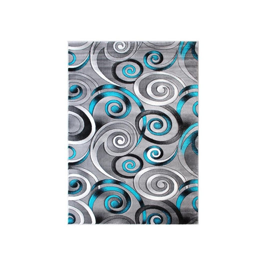 Flash Furniture Masie Collection Turquoise 5x7 Swirl Area Rug ACD-RG414-57-TQ-GG