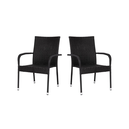 Flash Furniture Maxim 2PK Black Patio ArmChair 2-TW-3WBE073-BK-GG
