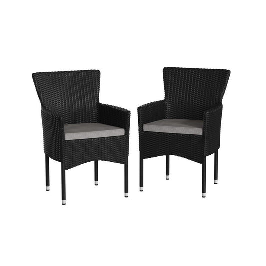 Flash Furniture Maxim 2PK Black Patio ArmChair 2-TW-3WBE074-BK-GG