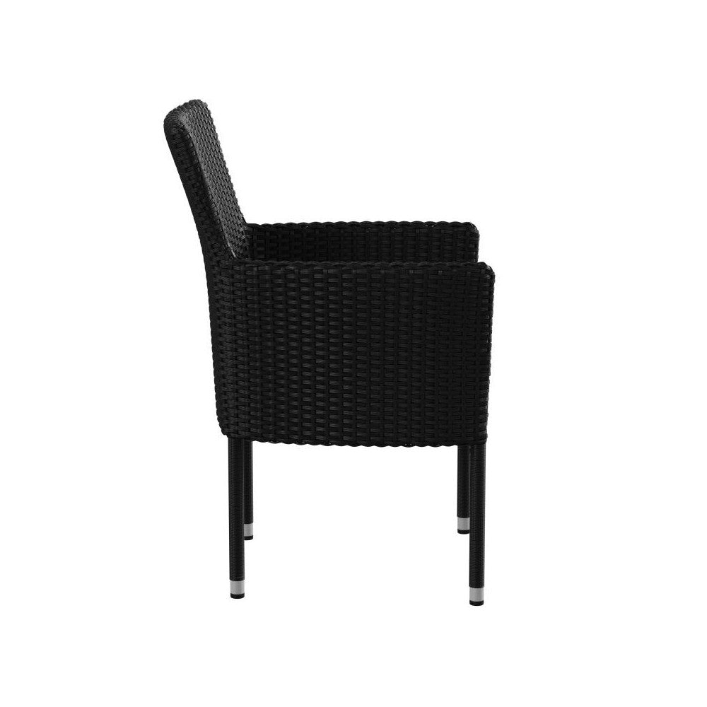 Flash Furniture Maxim 2PK Black Patio ArmChair 2-TW-3WBE074-BK-GG