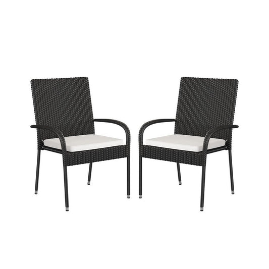 Flash Furniture Maxim 2PK Black Patio Chair 2-TW-3WBE073-CU01CR-BK-GG