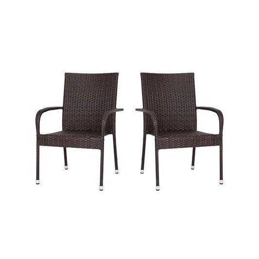 Flash Furniture Maxim 2PK Espresso Patio ArmChair 2-TW-3WBE073-ESP-GG