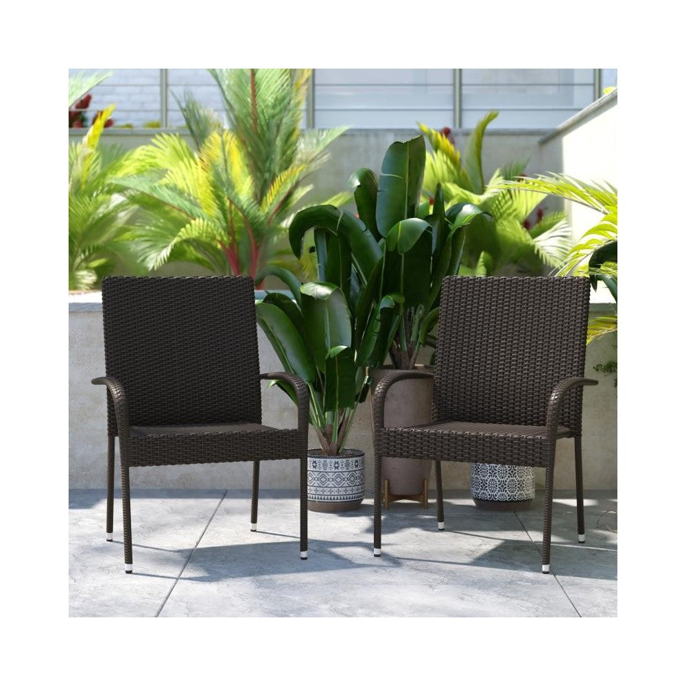 Flash Furniture Maxim 2PK Espresso Patio ArmChair 2-TW-3WBE073-ESP-GG
