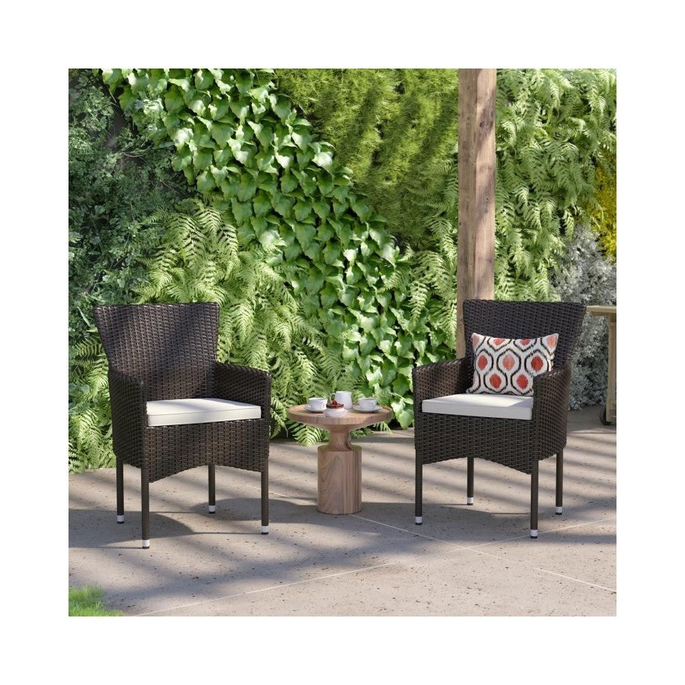 Flash Furniture Maxim 2PK Espresso Patio ArmChair 2-TW-3WBE074-BR-GG